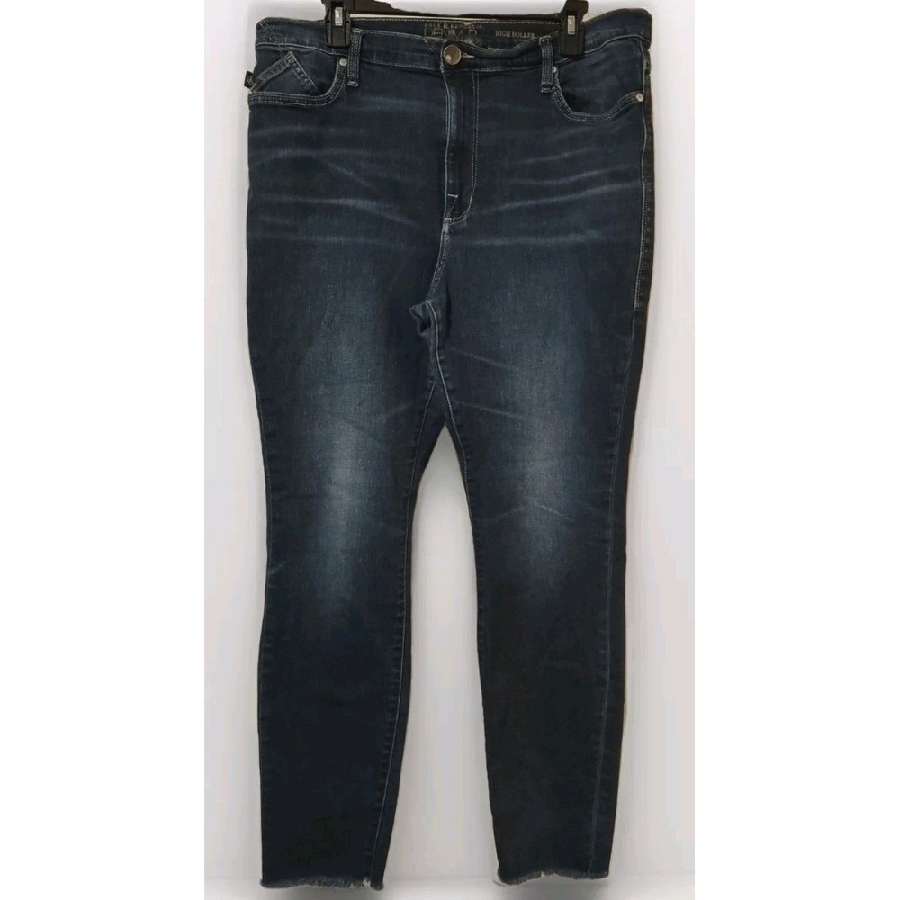 Rock & Republic Jeans Women's Size 18 M  Straight  Whiskering Dark‎ Blu 5 Pocket